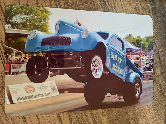 41 Willys Shake n Bake Gasser Hot Rod Pickup Truck 8x12 Metal Wall  Car Sign Garage Poster