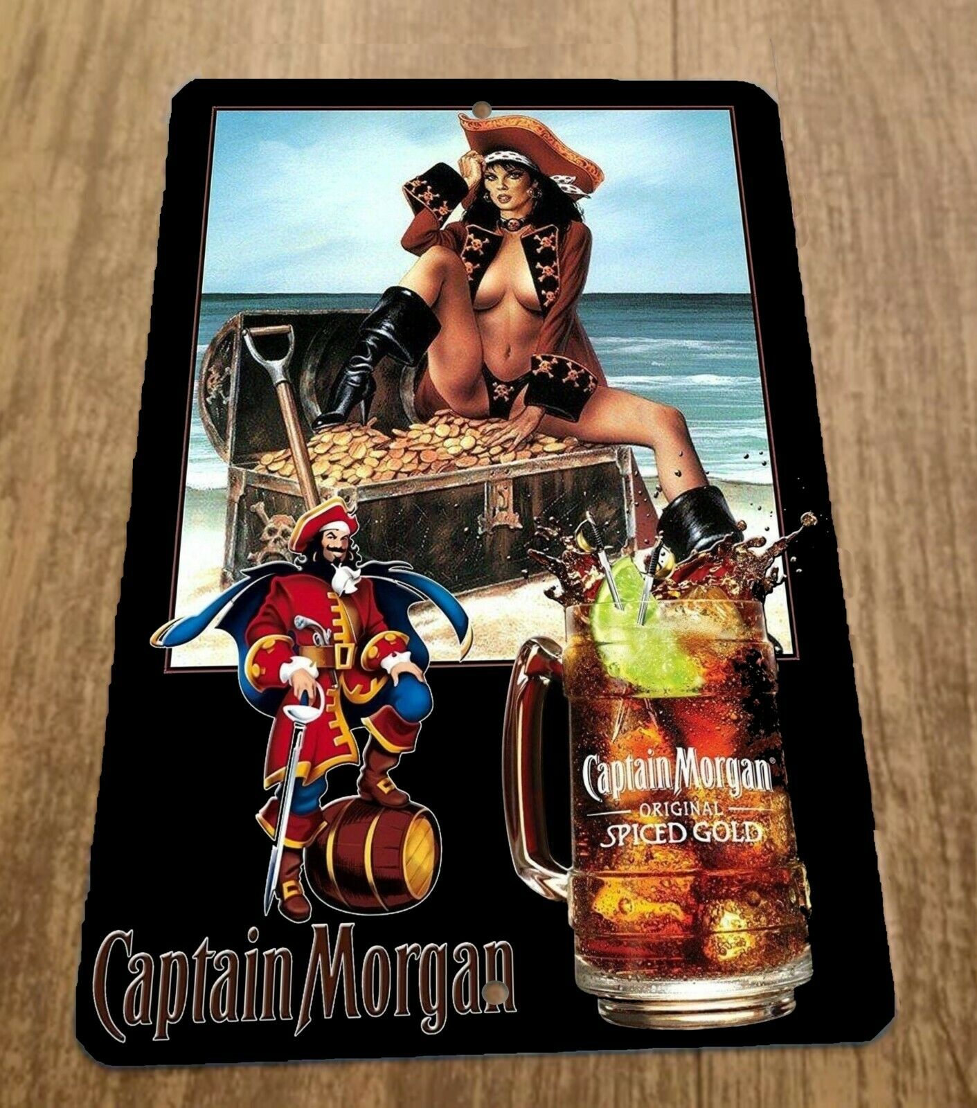 Captain Morgan Original Spiced Rum Ad 8x12 Metal Wall Liquor Bar Sign