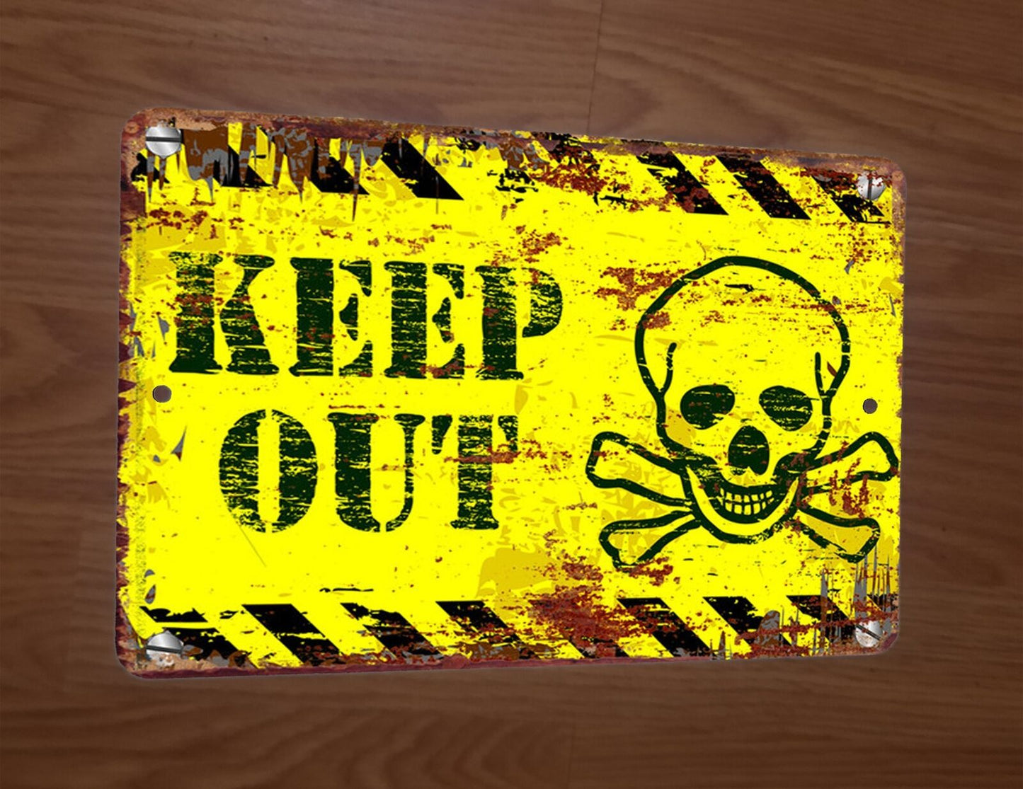 Keep Out Skull and Crossbones Warning 8x12 Metal Wall Sign Poster