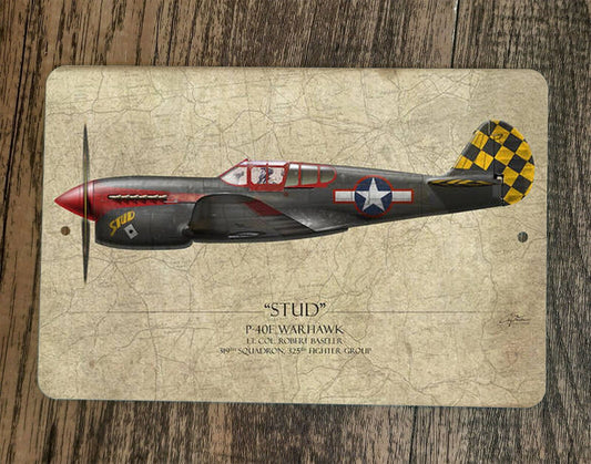 Stud P-40E Warhawk Military Jet Plane 8x12 Metal Wall Sign Poster