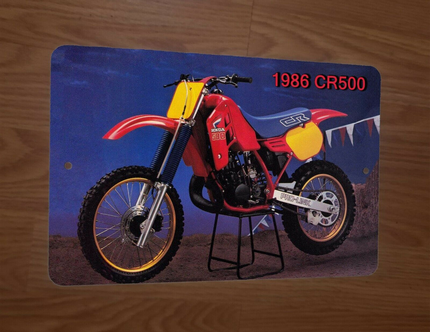 1986 Honda CR500 Motocross Motorcycle Dirt Bike Photo 8x12 Metal Wall Sign Garage Poster