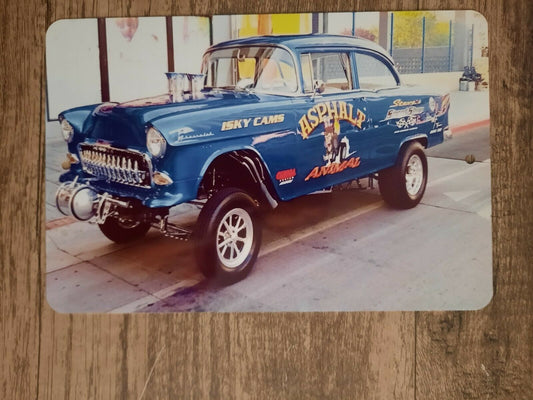 55 Chevy Gasser Asphalt Animal Hot Rod 8x12 Metal Wall  Car Sign Garage Poster