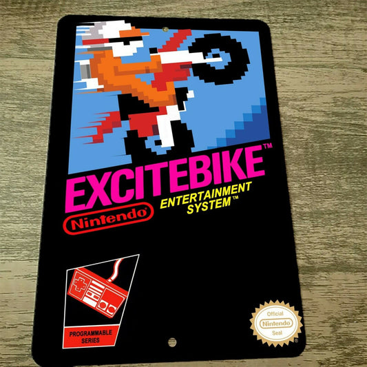 Excitebike NES Box Cover Nintendo 8x12 Metal Wall Sign Video Game Arcade