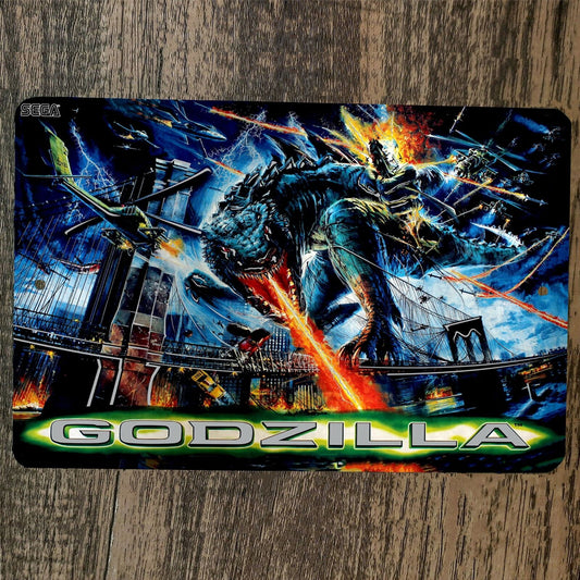 Godzilla Arcade 8x12 Metal Wall Video Game Sign
