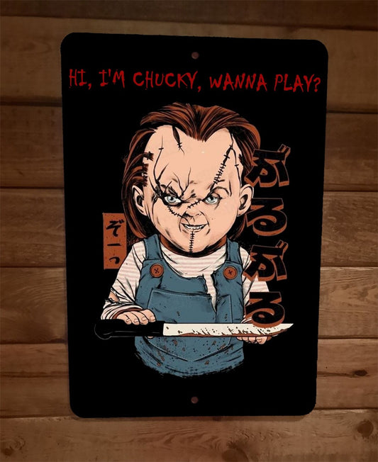 Hi Im Chucky Wanna Play Horror Halloween 8x12 Metal Wall Sign