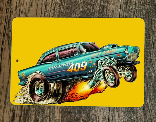 Hot Rod Artwork Phantom 409 ISKY CAMS Gasser Chevy 8x12 Metal Wall Car Sign Garage Poster