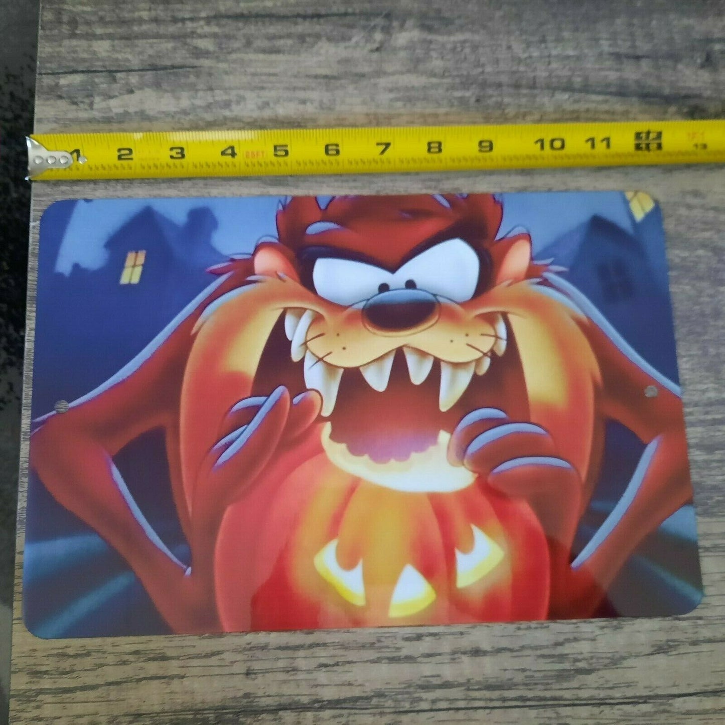 Tasmanian Devil Looney Tunes Taz Halloween Pumpkin 8x12 Metal Wall Sign Classic Cartoon