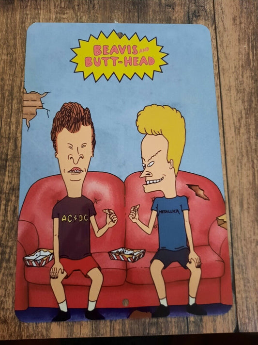 Beavis and Butthead Classic Couch Potatoes 8x12 Metal Wall Sign
