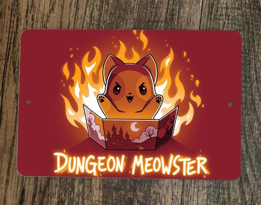 Dungeon Meowster Cat Dragons Tabletop Gamer 8x12 Metal Wall Sign Poster