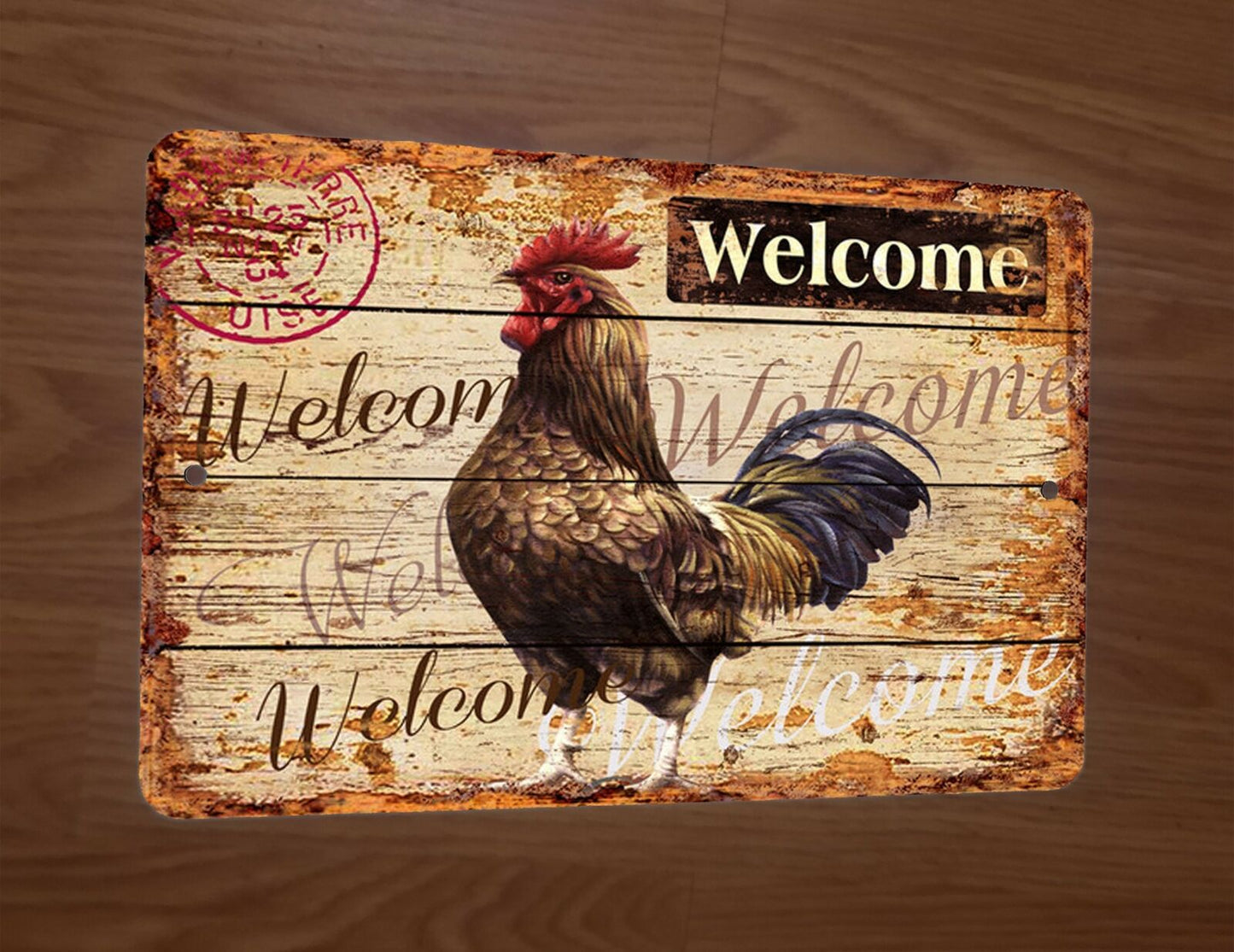 Welcome to our Roost Chicken 8x12 Metal Wall Animal Sign