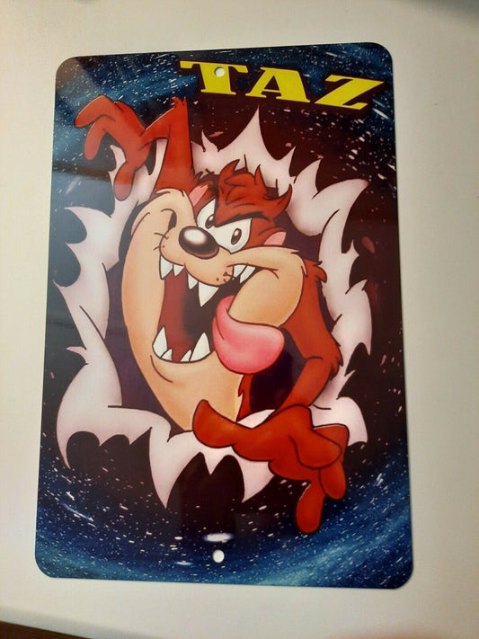 TAZ Tasmanian Devil Looney Tunes 8x12 Metal Wall Sign Classic Cartoon