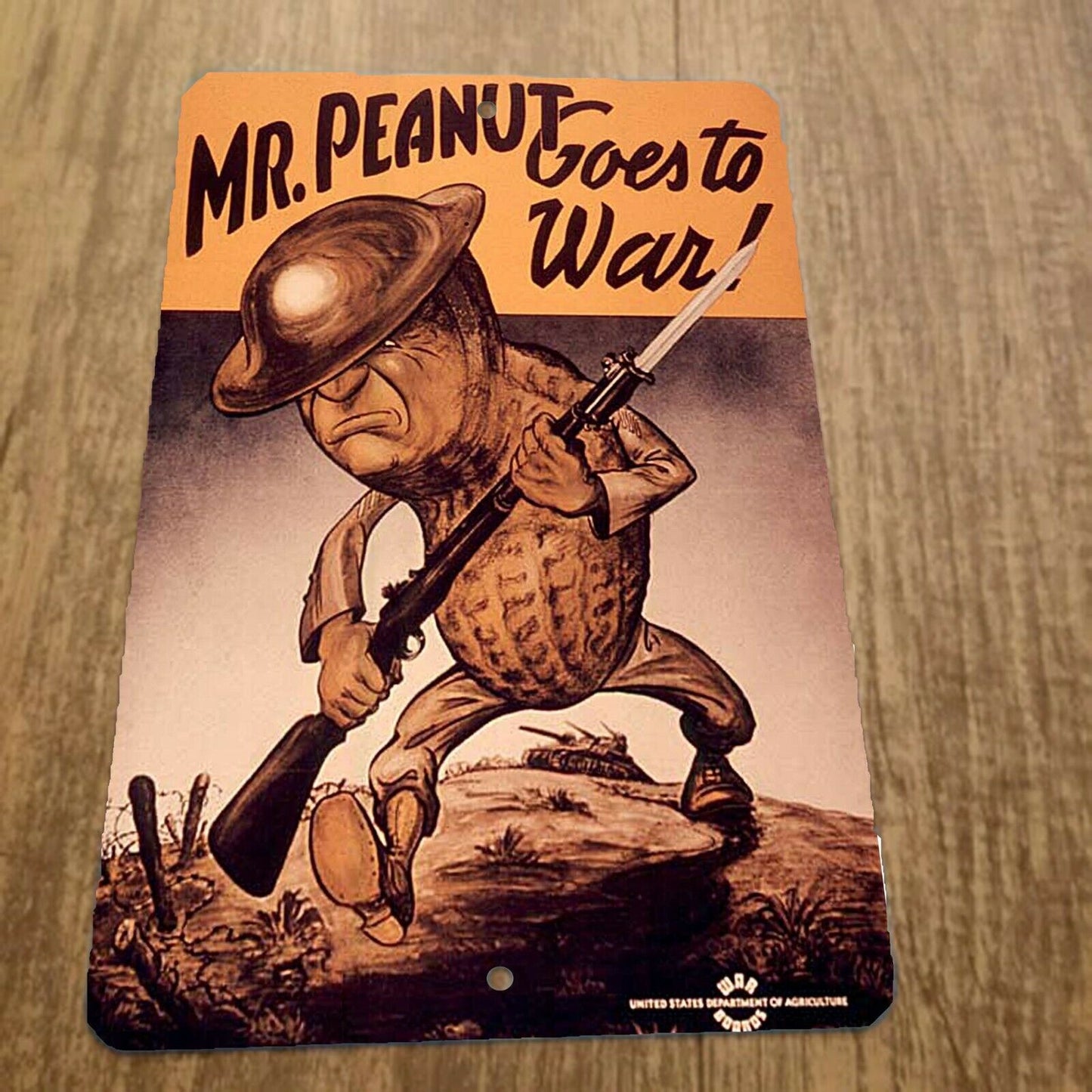 Mr Peanut goes to War 8x12 Metal Wall Sign Misc Poster Military