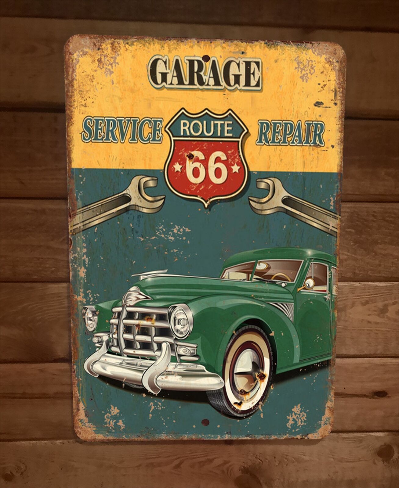 Route 66 Service and Repair 8x12 Metal Wall Sign Garage Poster