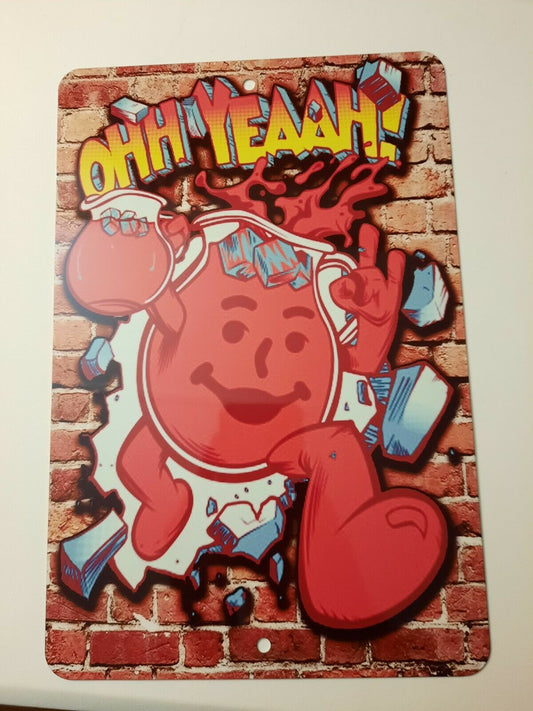OHH YEAAH! Kool Aid Man Retro 80s Wall Bust 8x12 Metal Wall Sign Misc Poster
