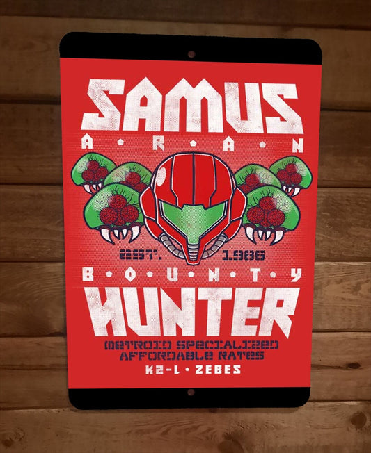 Samus Affordable Metroid Bounty Hunter 8x12 Metal Wall Sign Poster Video Game