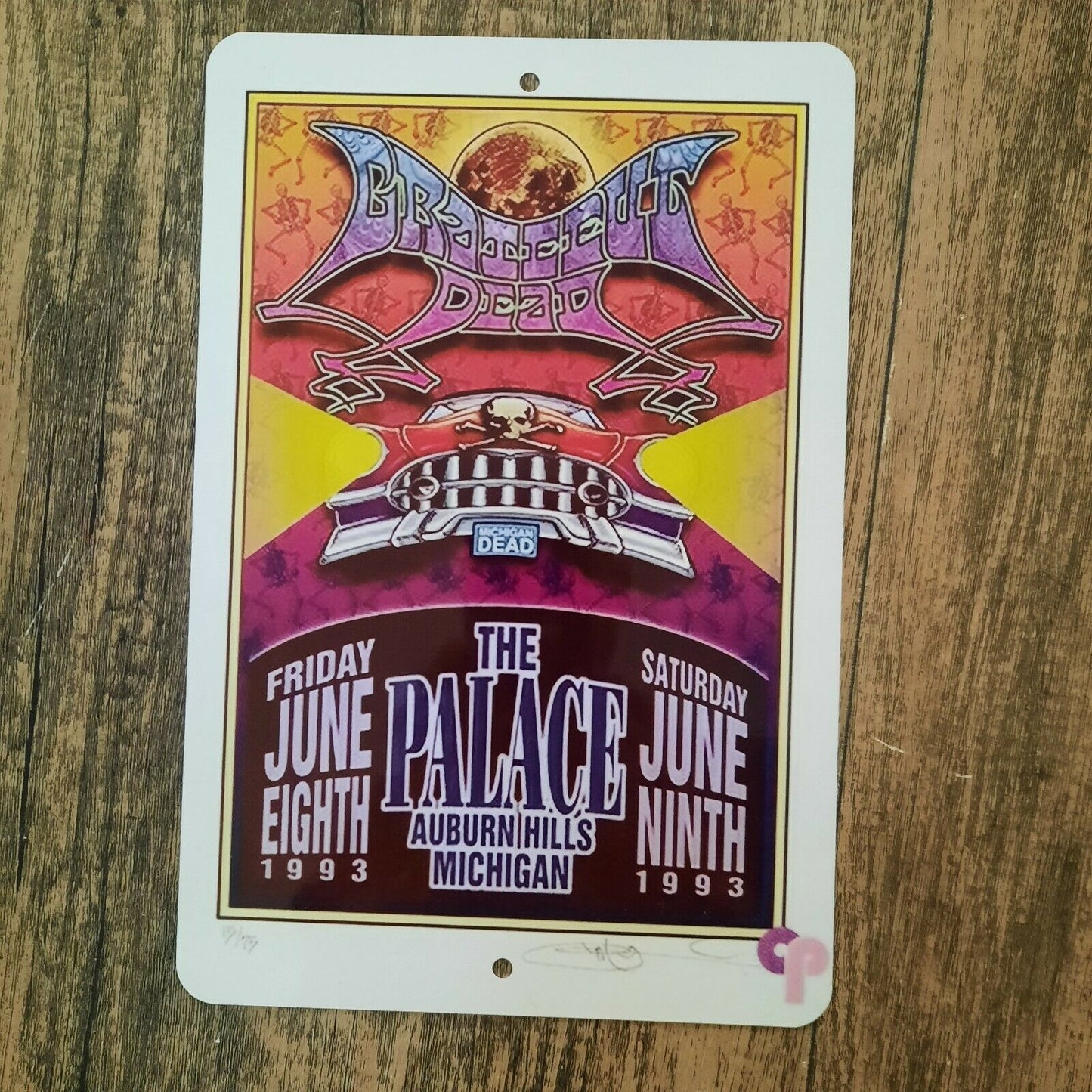 Grateful Dead 1993 Michigan Palace 8x12 Metal Wall Sign Music