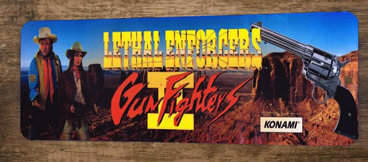 Lethal Enforcers 2 Gun Fighters Arcade 4x12 Metal Wall Video Game Marquee Sign