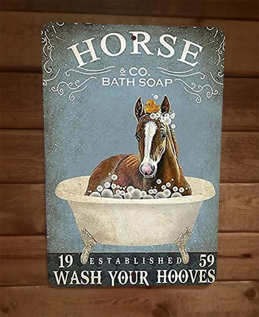 Horse Bath Soap 8x12 Metal Wall Sign Animal Poster #1