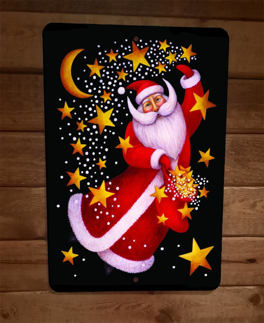 Merry Christmas Toland Celestial Santa Clause Xmas 8x12 Metal Wall Sign Poster