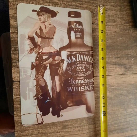 Jack Daniels Girl Ad Tennessee Whiskey Liquor 8x12 Metal Wall Bar Sign Alcohol