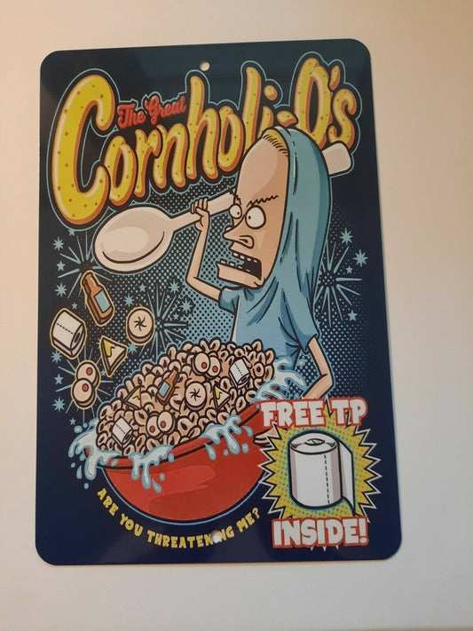 BEAVIS The Great Cornholios Cereal Ad Funny 8x12 Metal Wall Sign Comedy TV Show Cartoon Movie Butthead