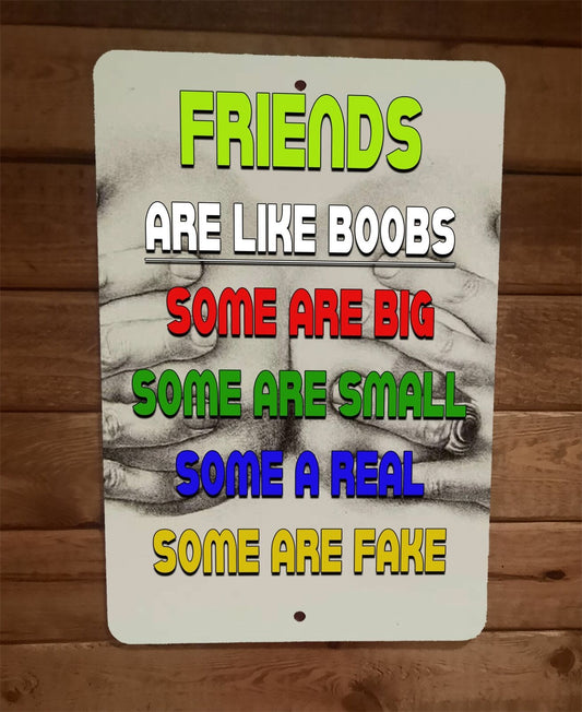 Friends are Like Boobs Some Big Small Real Fake  8x12 Metal Wall Sign