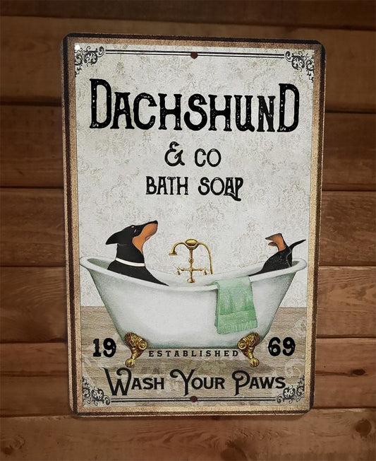 Dachshund Bath Soap 8x12 Metal Wall Sign Animal Poster #5