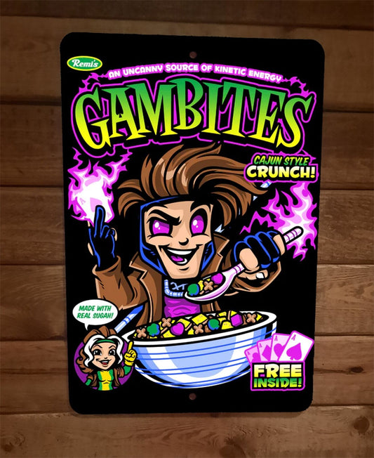 Gambites Cereal Funny Gambit X Men Marvel Comics Parody 8x12 Metal Wall Sign
