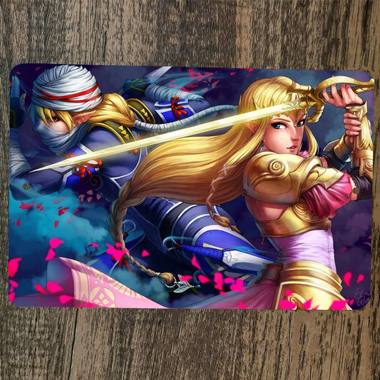 The Legend of Sheik and Princess Zelda 8x12 Metal Wall Video Game Sign Poster