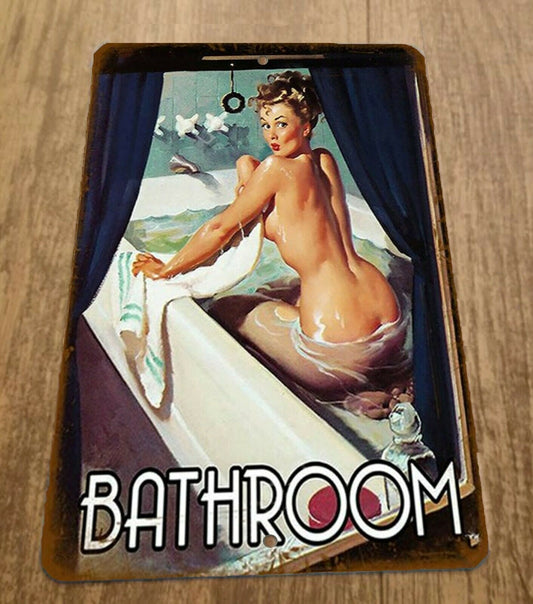 Funny Vintage Bathroom 8x12 Metal Wall Sign Misc Poster