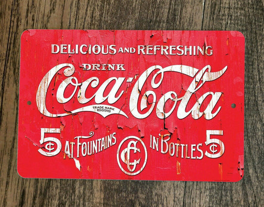 Delicious and Refreshing Coca Cola 8x12 Metal Wall Vintage Misc Poster Sign Soda
