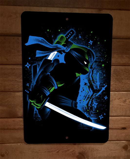 Blue Ninja Turtle With Sword Leonardo 8x12 Metal Wall Sign Poster TMNT