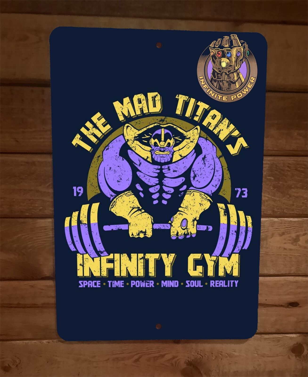 The Mad Titans Infinity Gym Thanos 8x12 Metal Wall Sign Poster Infinite Power