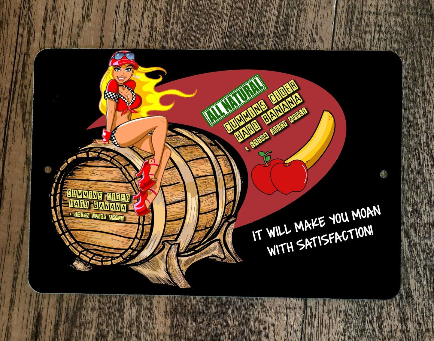 Cummins Cider Hard Banana and Extra Juicy Apple 8x12 Metal Wall Bar Sign