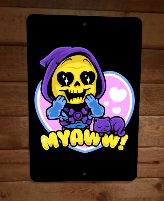 Myaww Skeletor Cat MOTU Parody Masters of the Universe 8x12 Metal Wall Sign