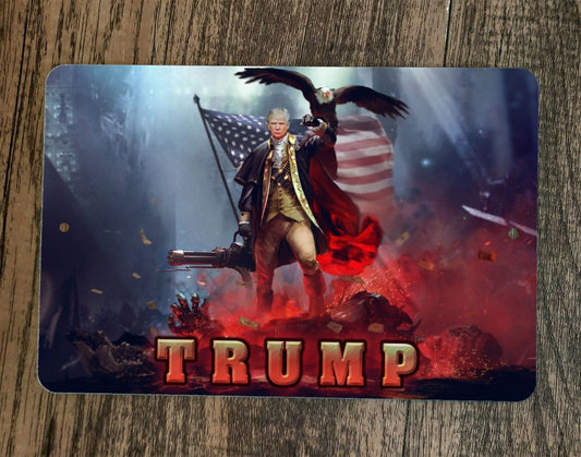 USA Donald Trump Freedom Eagle Machine Gun 8x12 Metal Wall Sign Poster