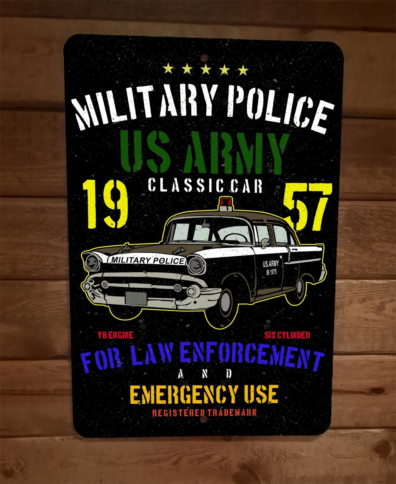 US Army 1957 Military Police Classic Car 8x12 Metal Wall Sign