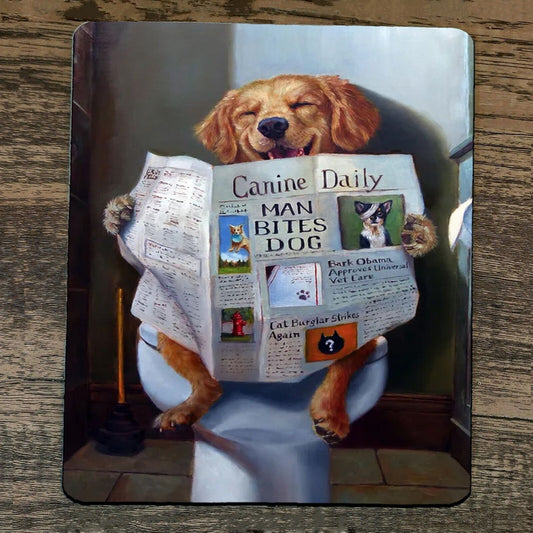 Mouse Pad Canine Daily Dog Taking Poop on Toilet Man Bites Dog