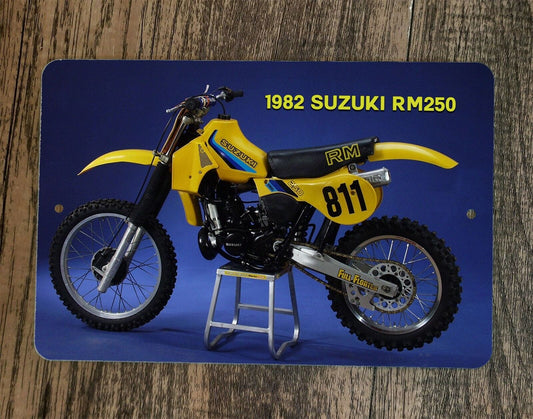 8x12 Metal Wall Sign 1982 Suzuki RM250 Dirt Bike Motorcycle Motocross Photo