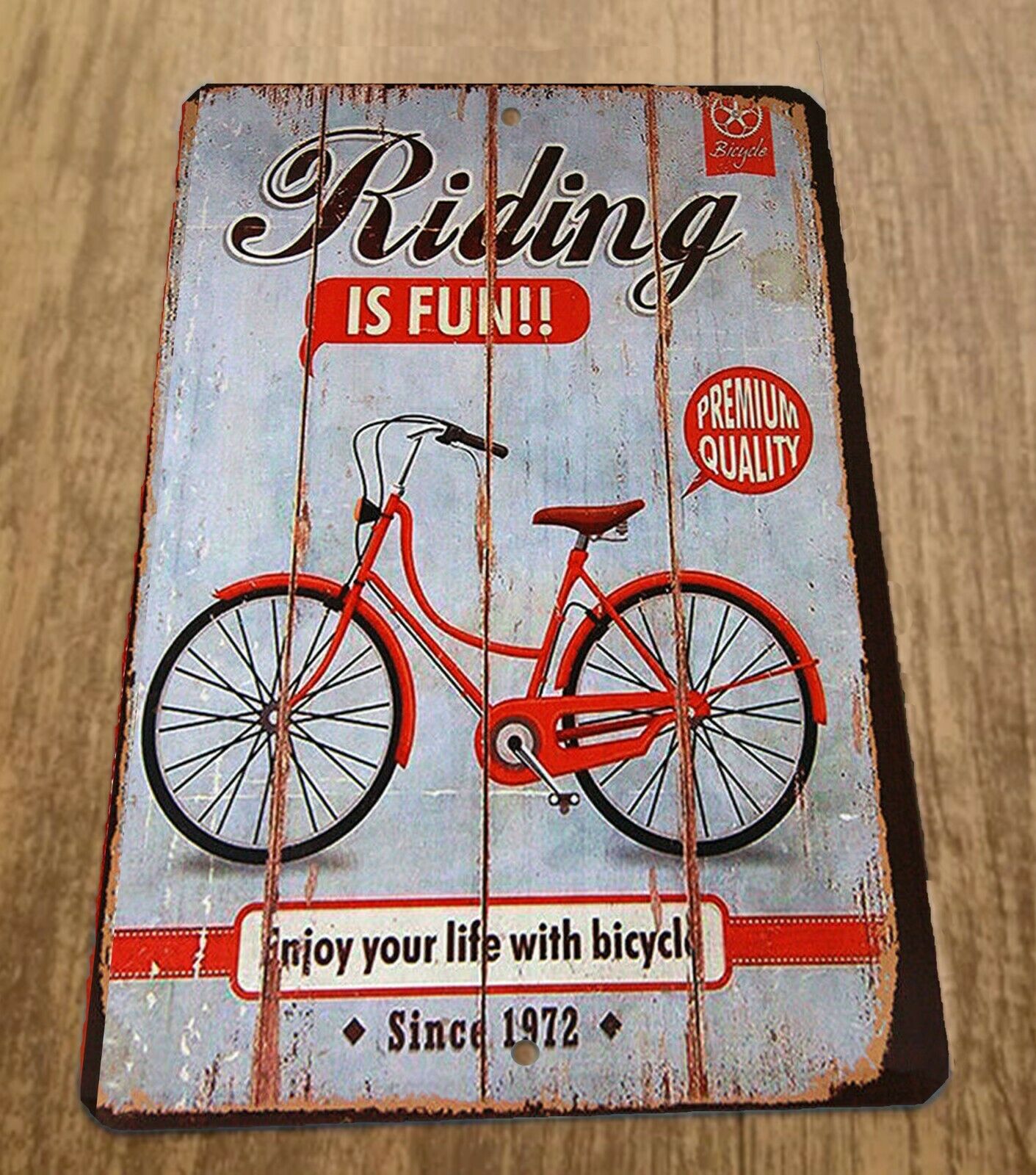 Bicycle Riding is Fun Outdoors 8x12 Metal Wall Vintage Misc Poster Sign