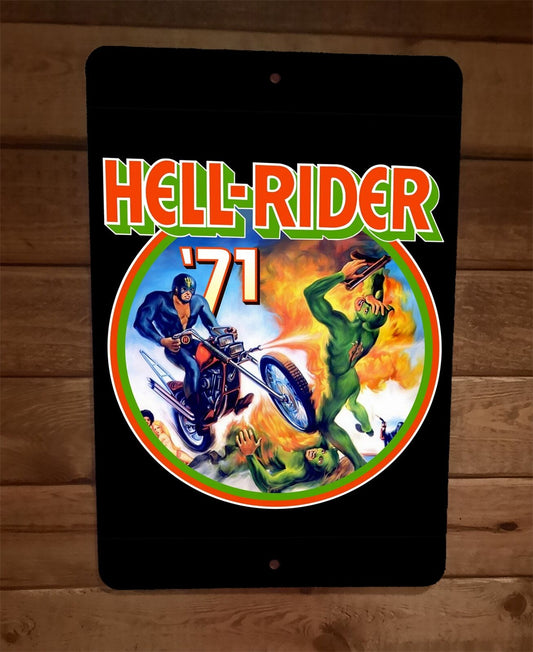 Hell Rider 71 Motorcycle Comic 8x12 Metal Wall Sign