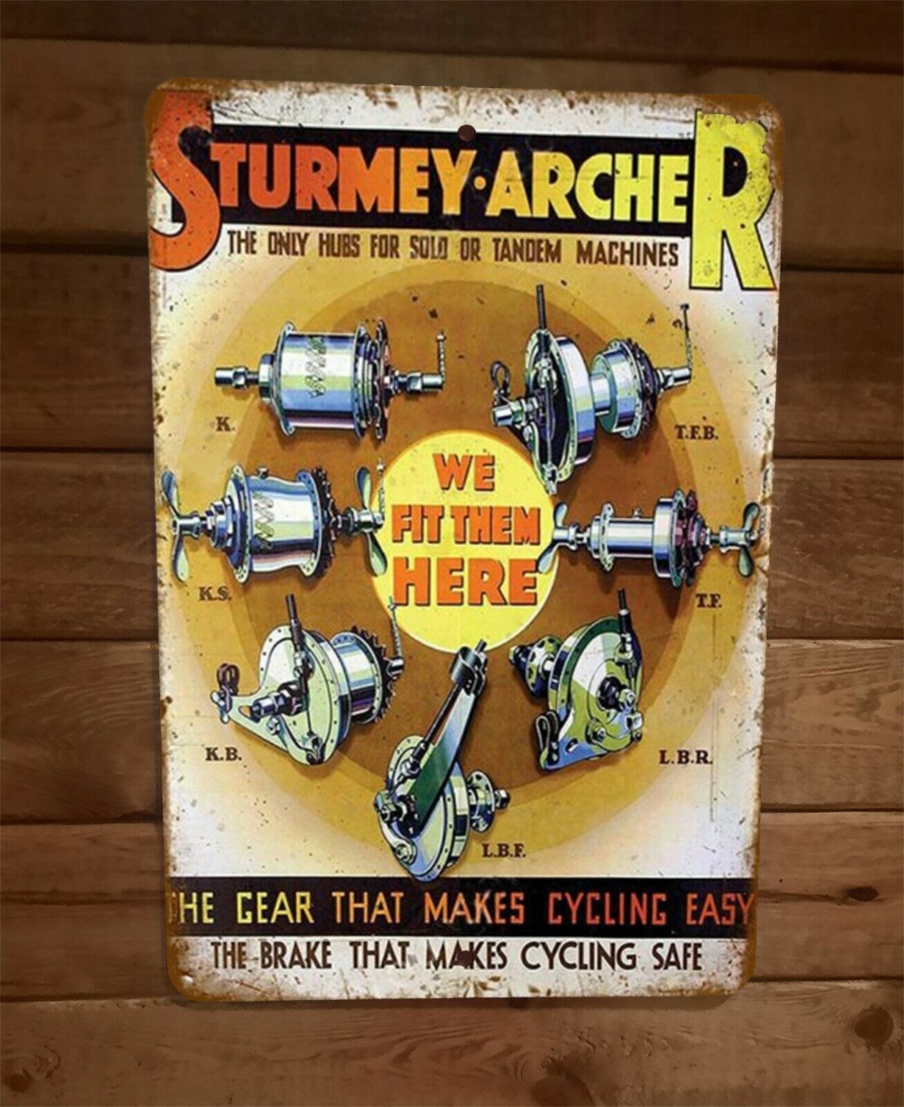 Vintage Look Sturmey Archer The Gear That Makes Cycling Easy 8x12 Metal Sign
