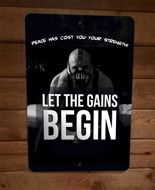Let The Gains Begin Workout Bane 8x12 Metal Wall Sign Poster Comics