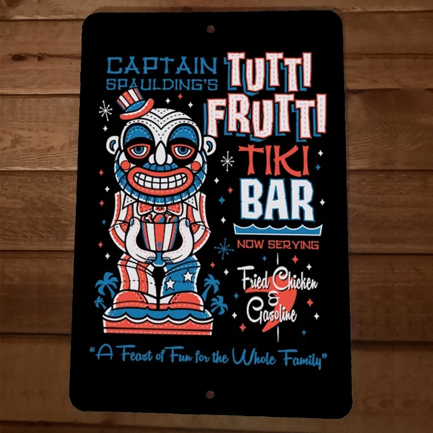 Captain Spauldings Tutti Frutti Tiki Bar 8x12 Metal Wall Bar Sign