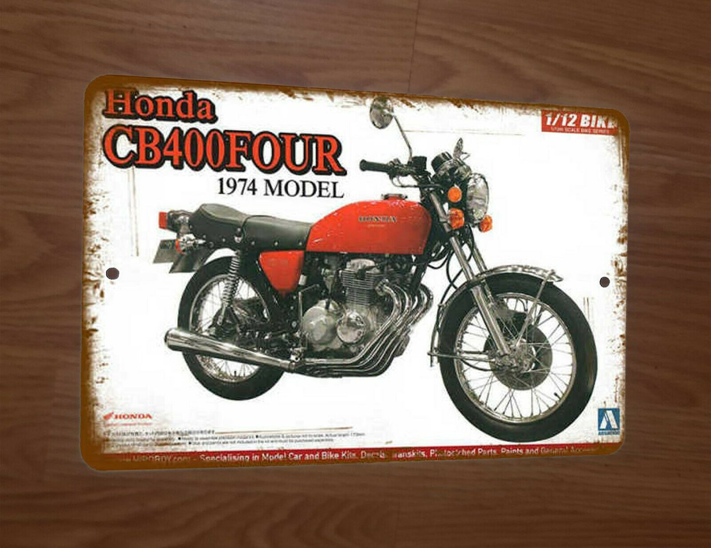 Vintage Honda CB400FOUR 1974 Model Motorcycle 8x12 Metal Wall Sign