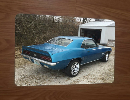 1969 Chevy Camaro SS Blue 8x12 Metal Wall Car Sign