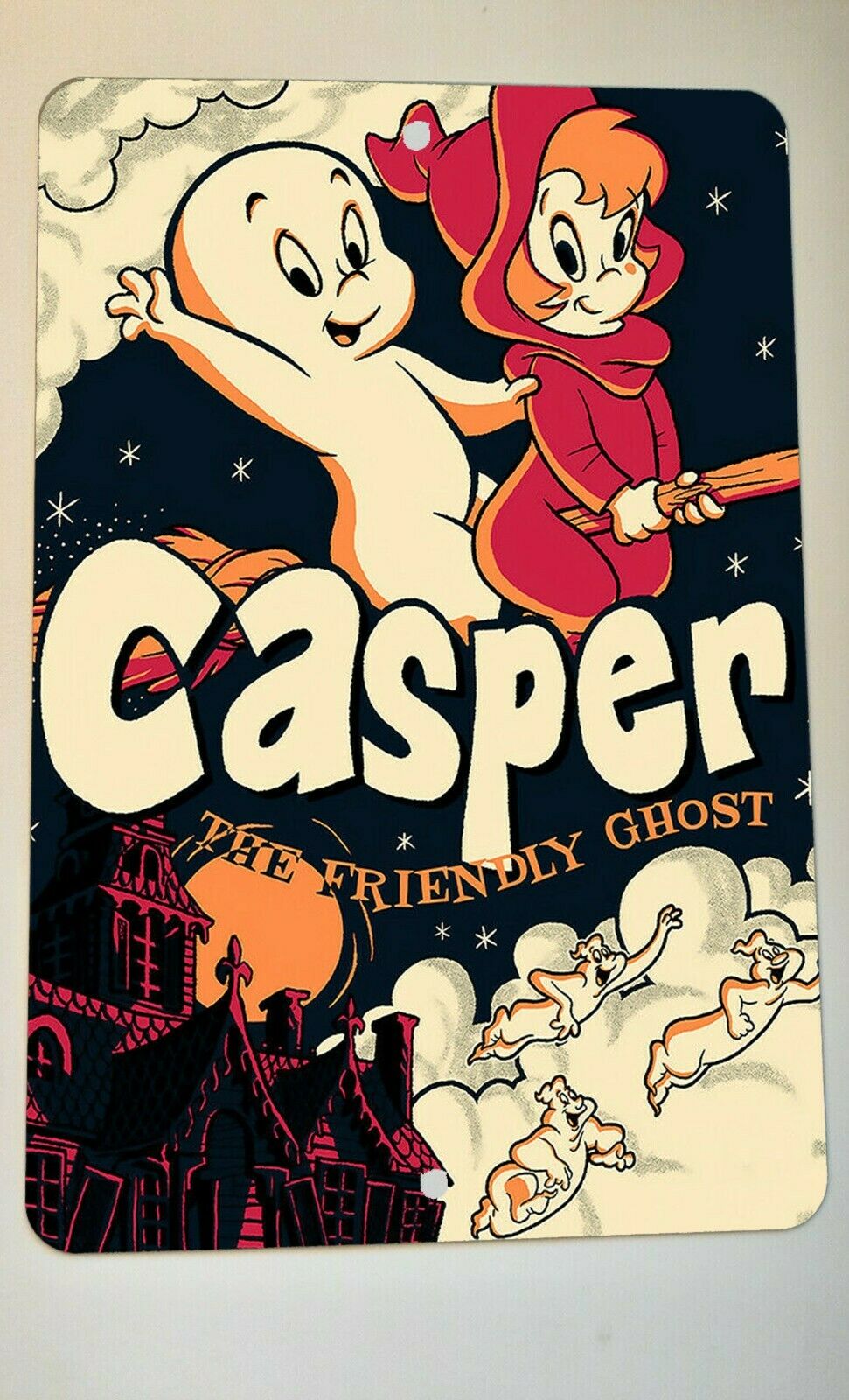 Casper the Friendly Ghost 8x12 Metal Wall Sign Classic Cartoon Hanna Barbera