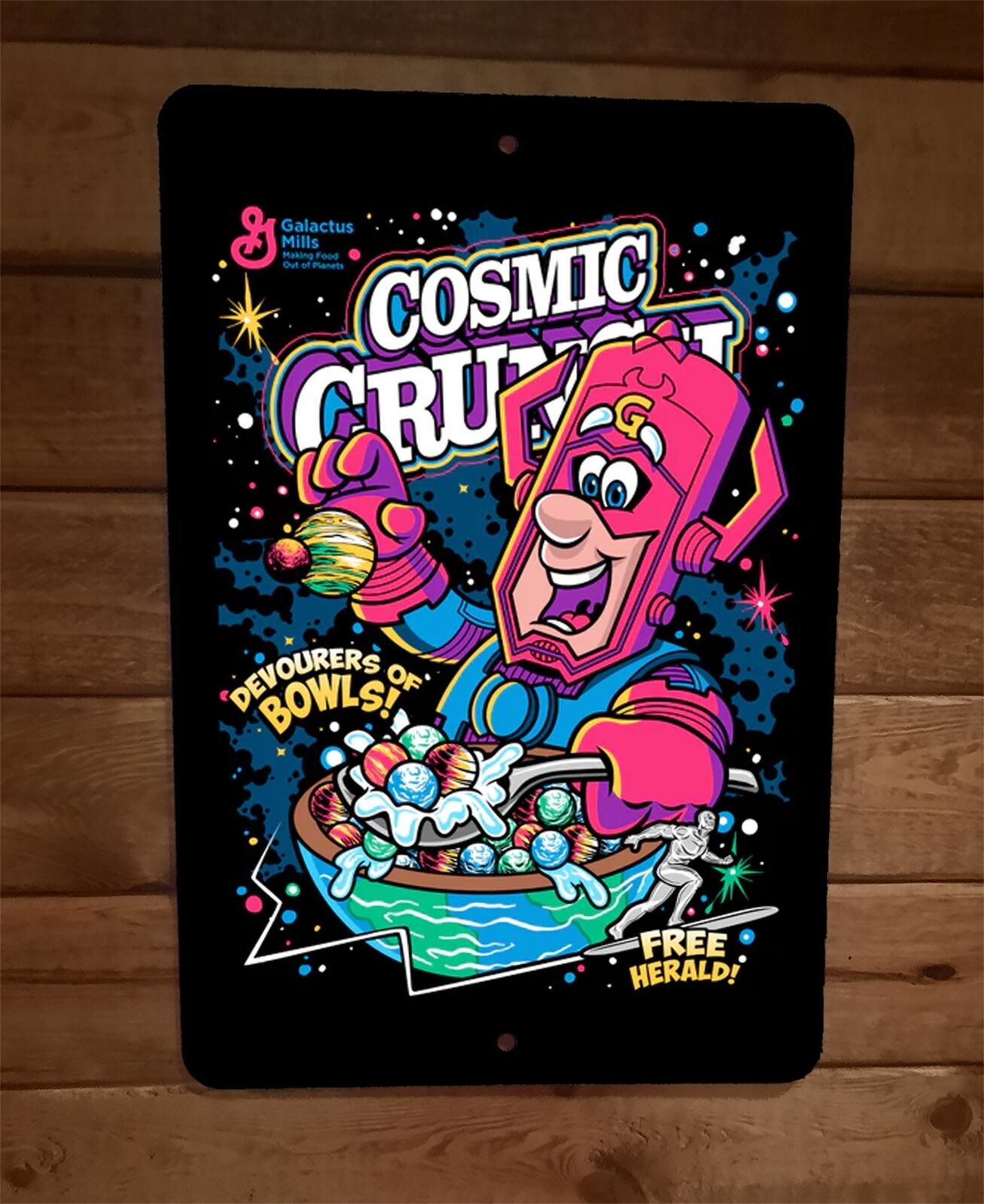 Galactus Mills Cosmic Crunch Cereal Marvel Comics Parody 8x12 Metal Wall Sign