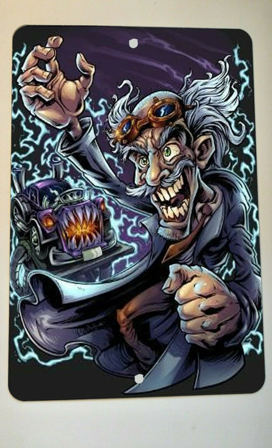 Wild Fantasy Mad Scientist Artwork 8x12 Metal Wall Sign