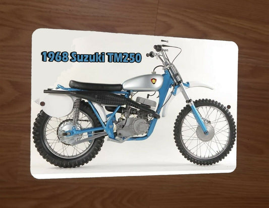 1968 Suzuki TM250 Motocross Motorcycle Dirt Bike 8x12 Metal Wall Sign